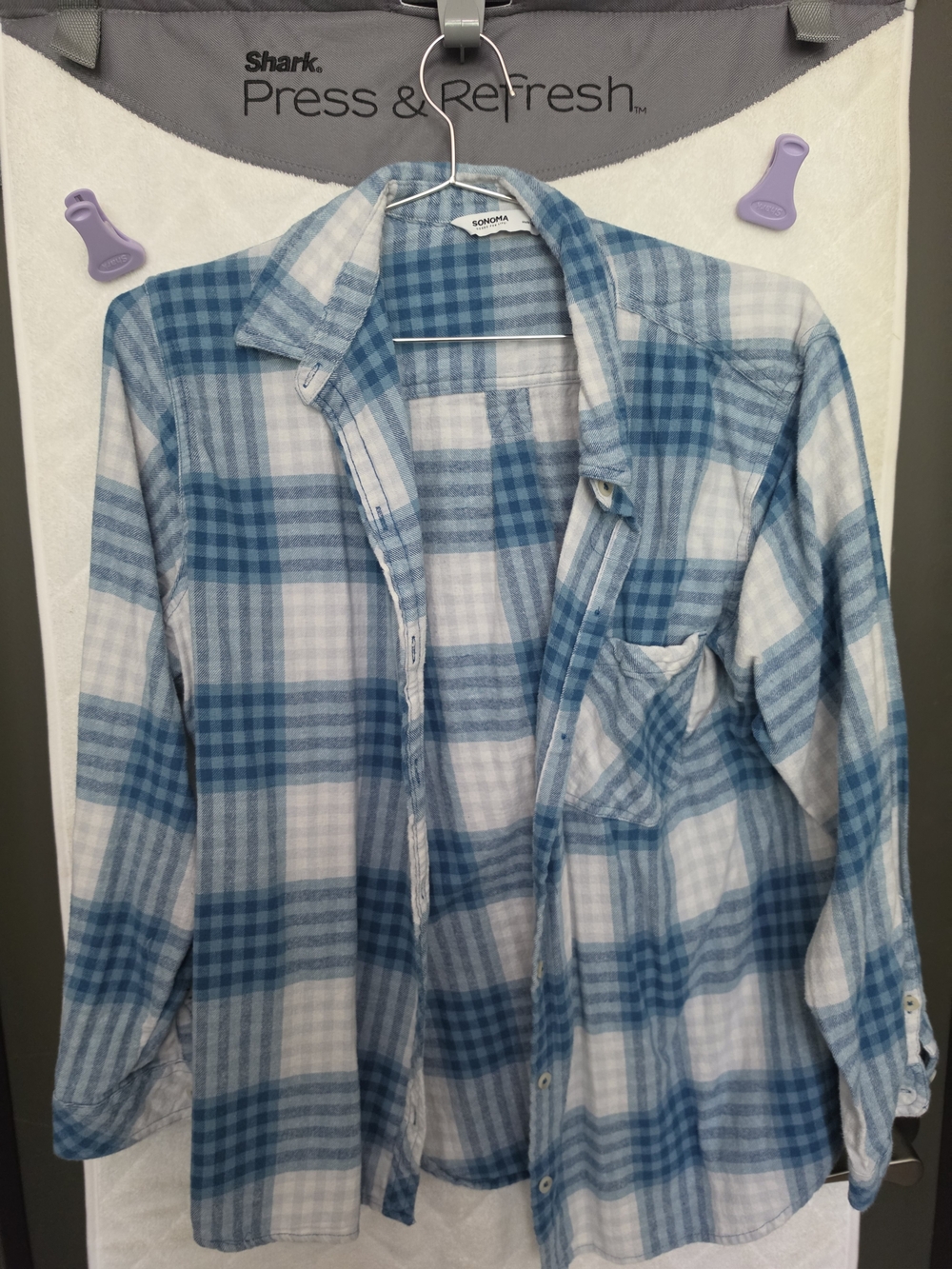 Women's Sonoma Light Blue & White Plaid Button-Up Shirt